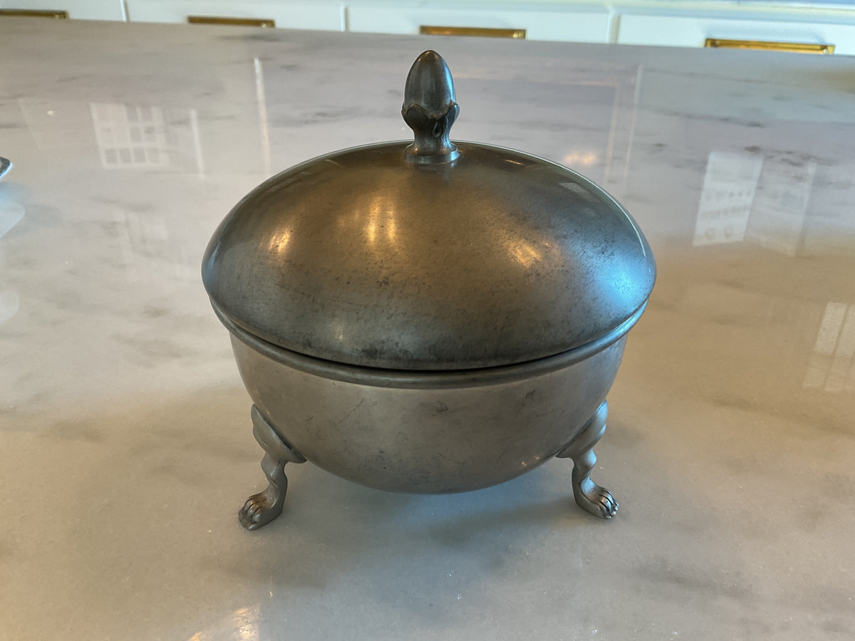 Antique sliver candle with lid small