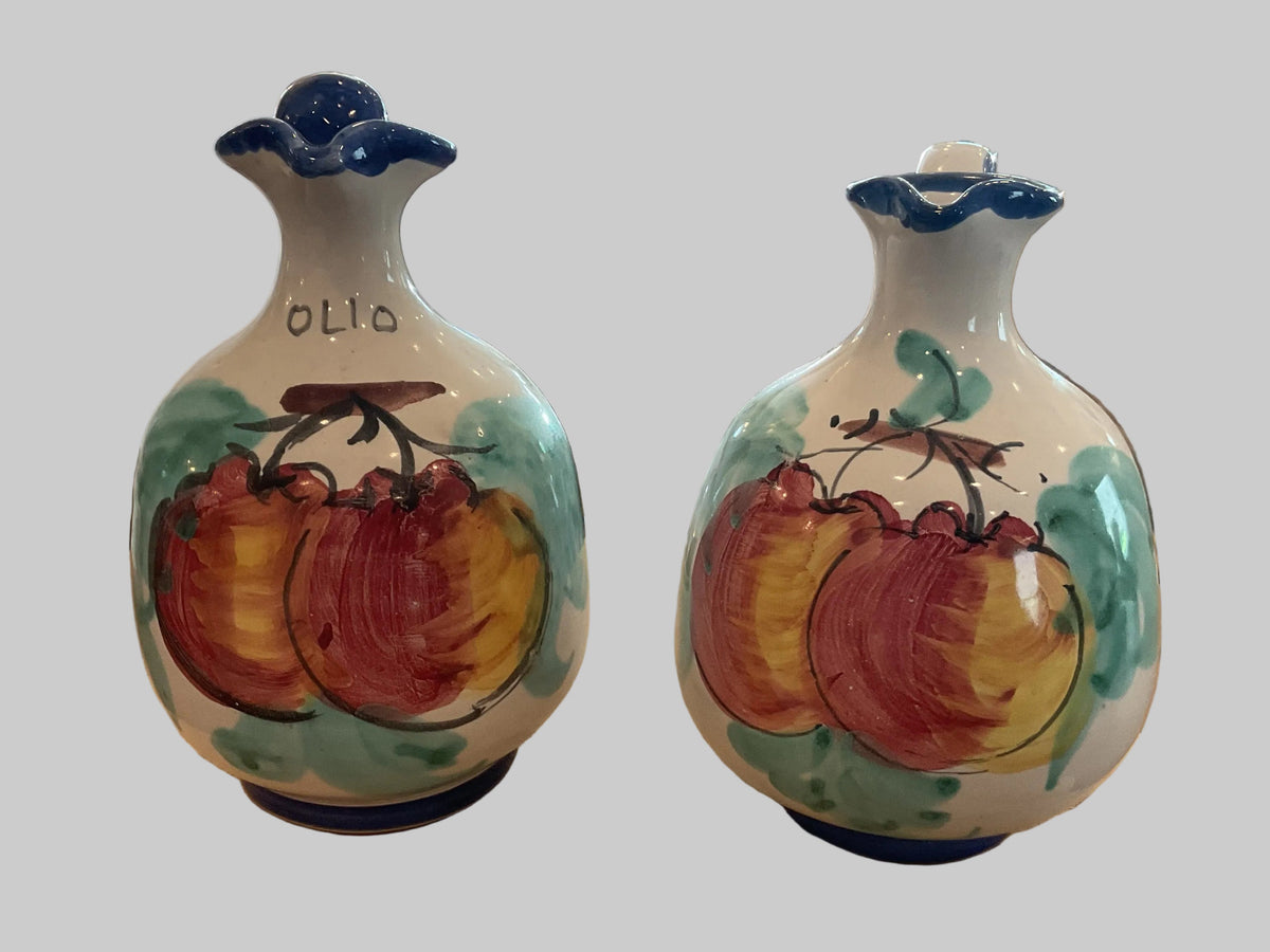 Hand painted olive and oil set from Italy