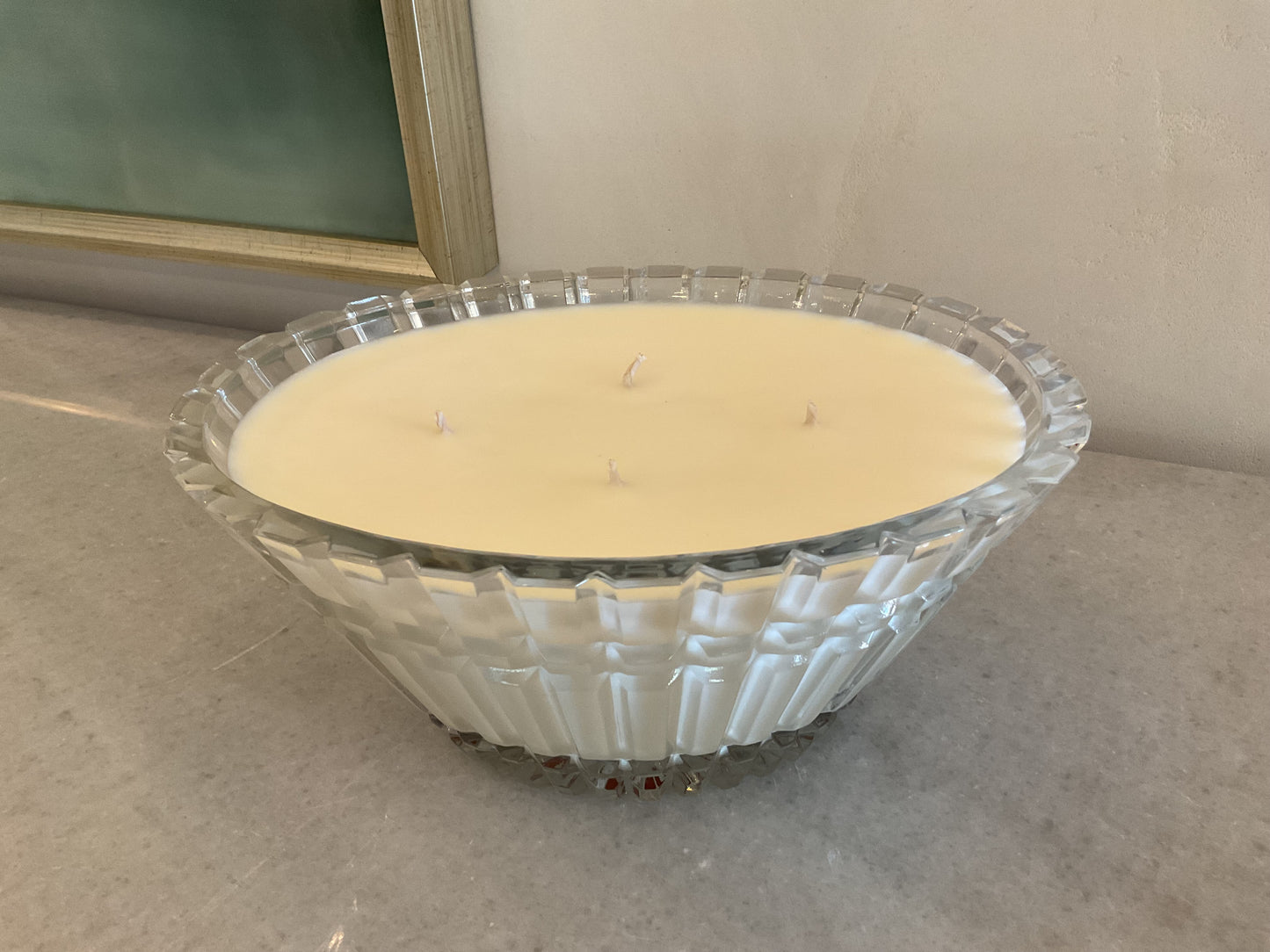 Large oval crystal vintage candle