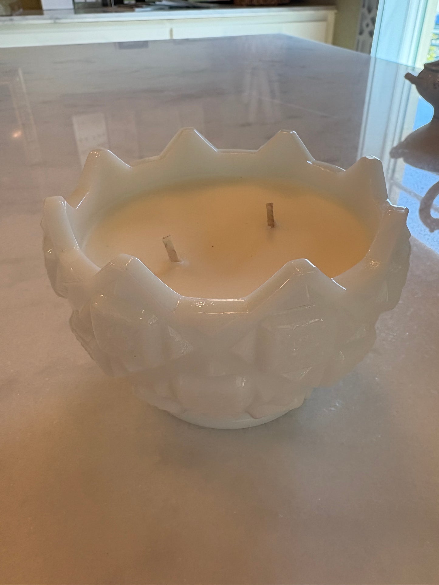 Vintage milk glass candle