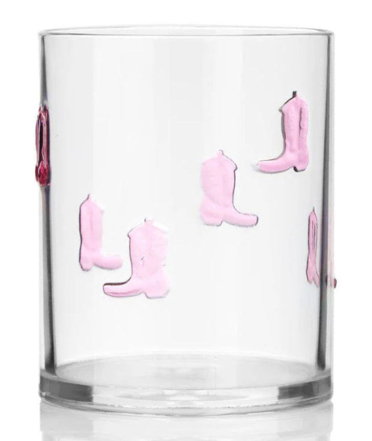 Acrylic Pink Cowboy Boot Drinking Glass