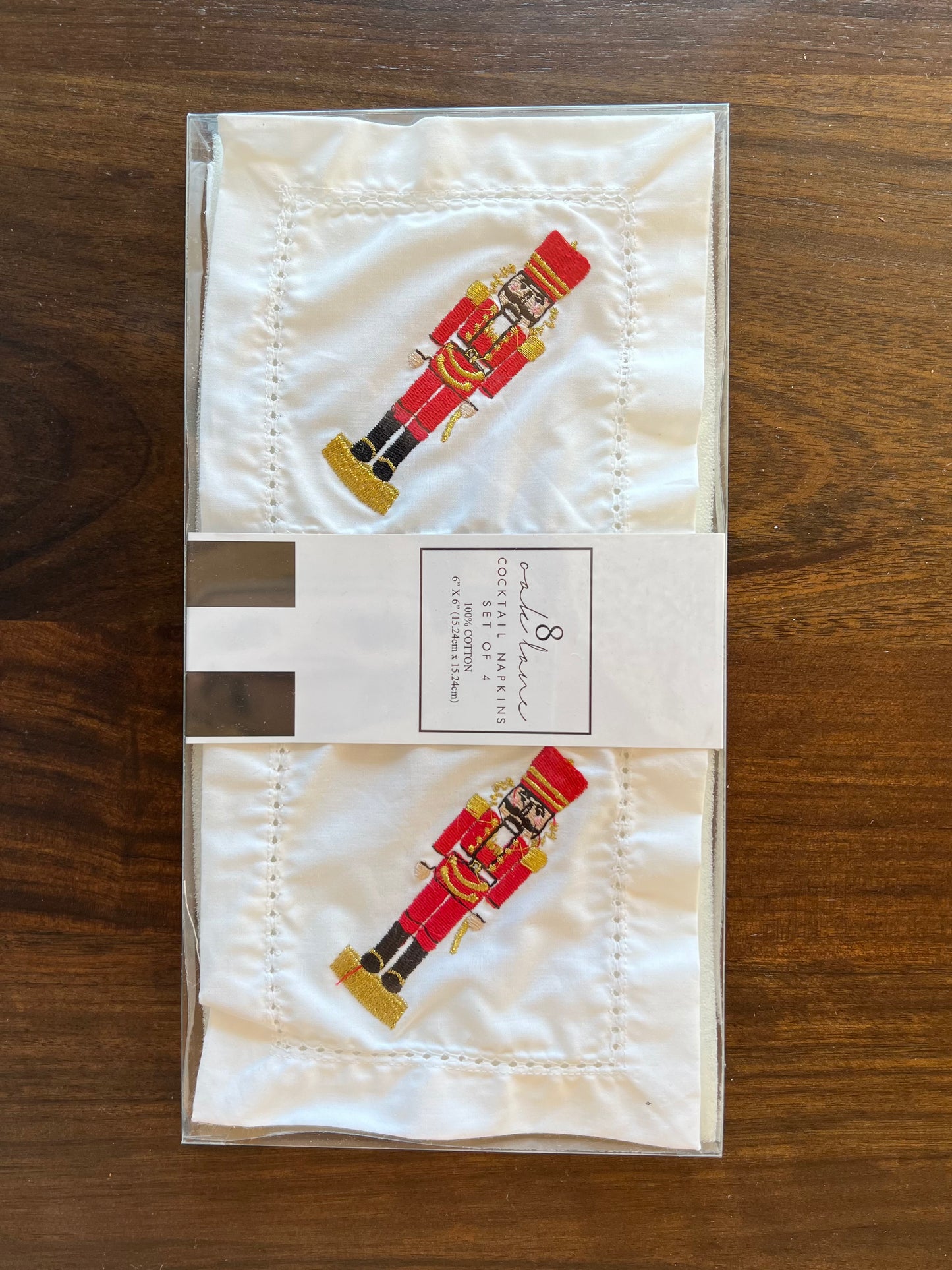 Nutcracker Embroidered Cocktail Napkins, box set of 4