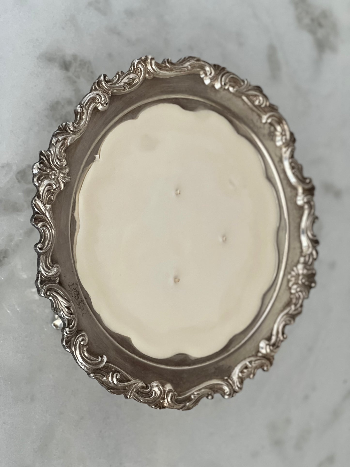 Vintage Round Footed Silver Custom Candle