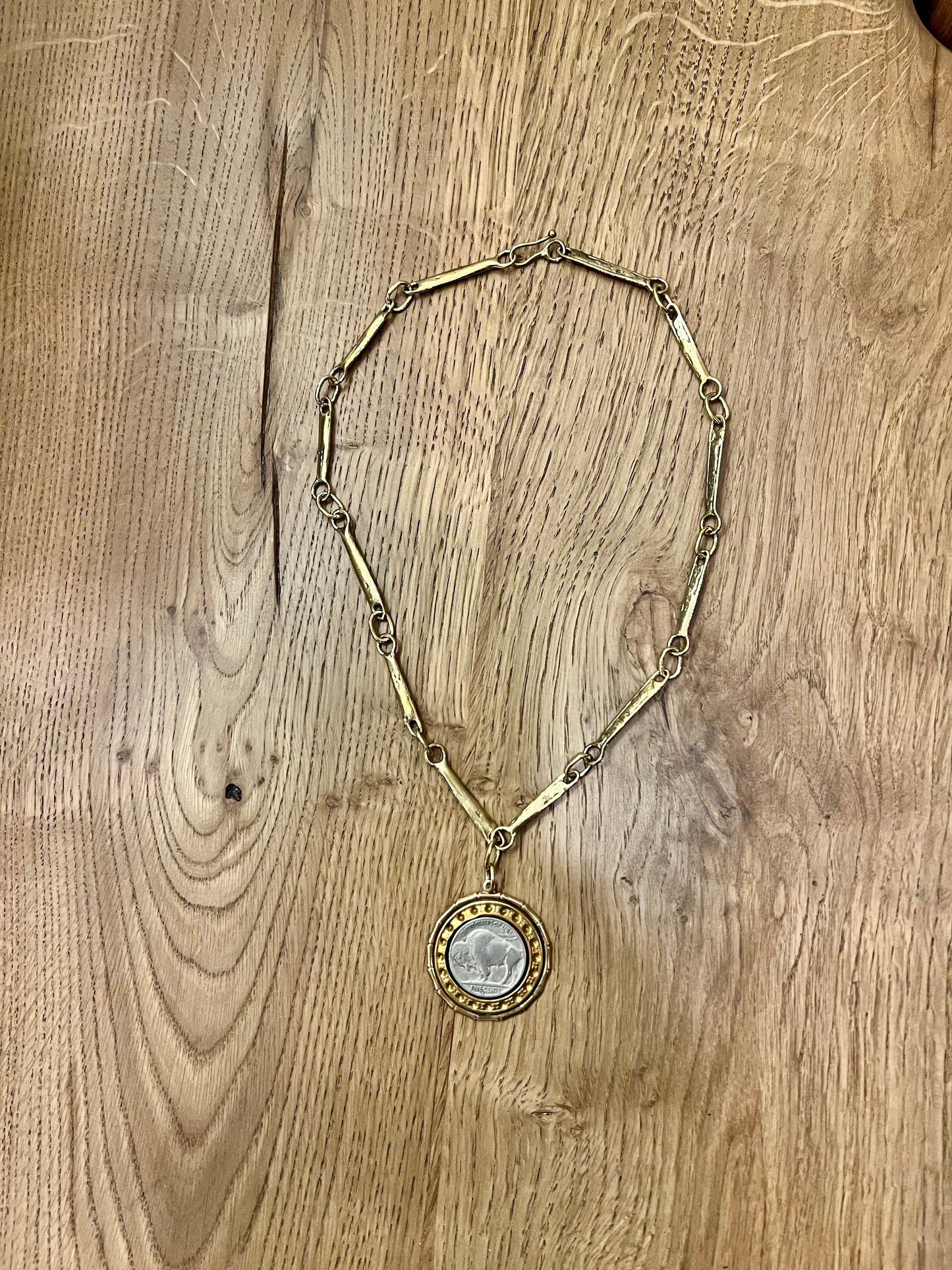 Brass Bridal Chain Buffalo Pendant