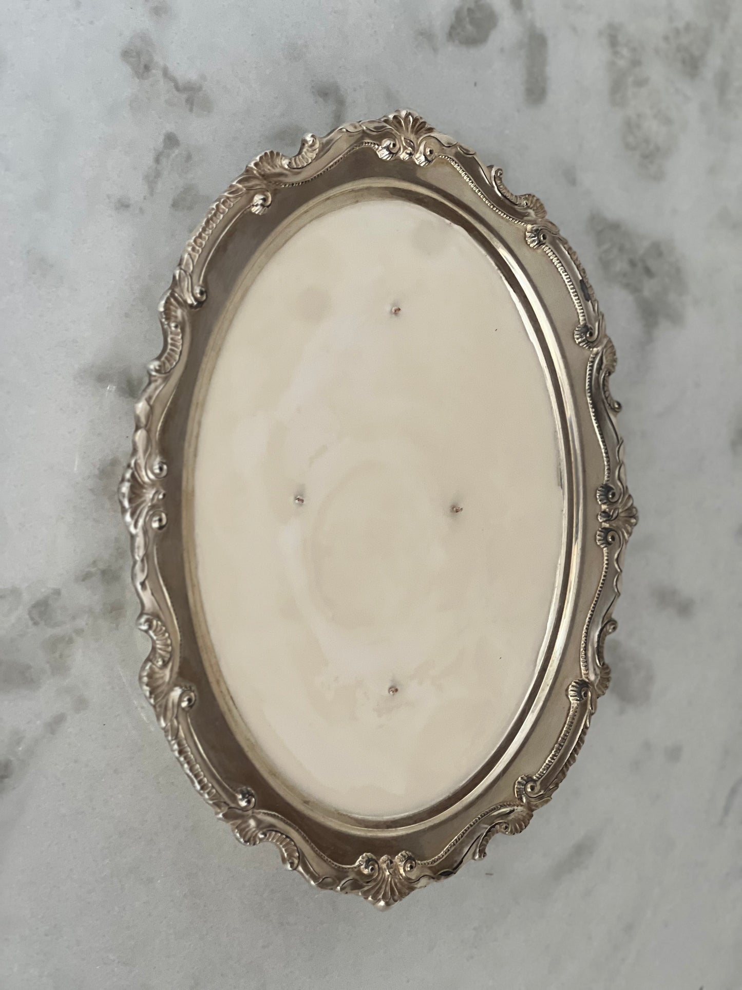 Vintage Oval Silver Custom Candle
