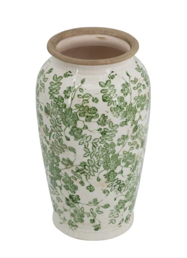 Green and White Vase