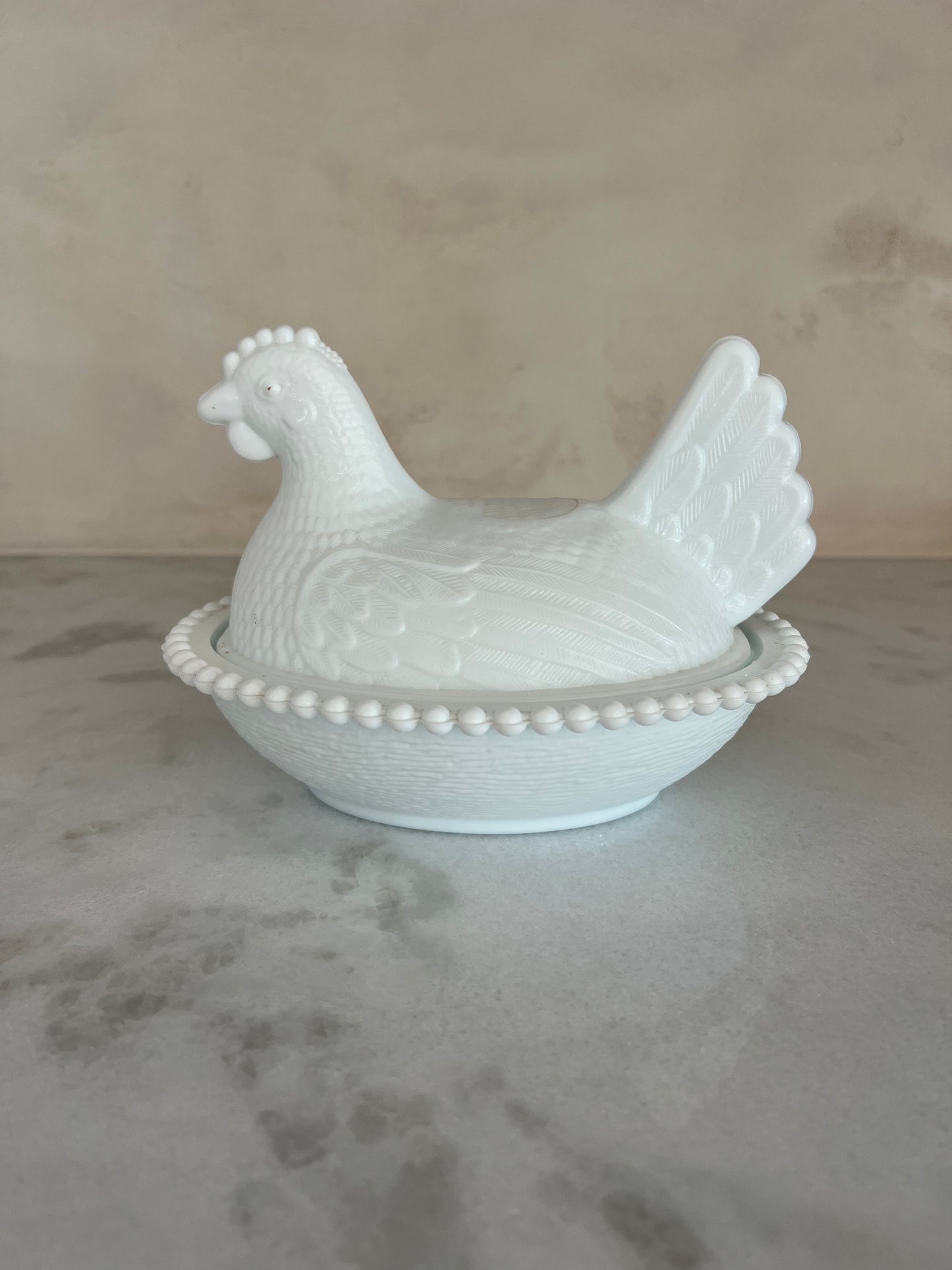 Vintage Milk Glass Hen Custom Candle White