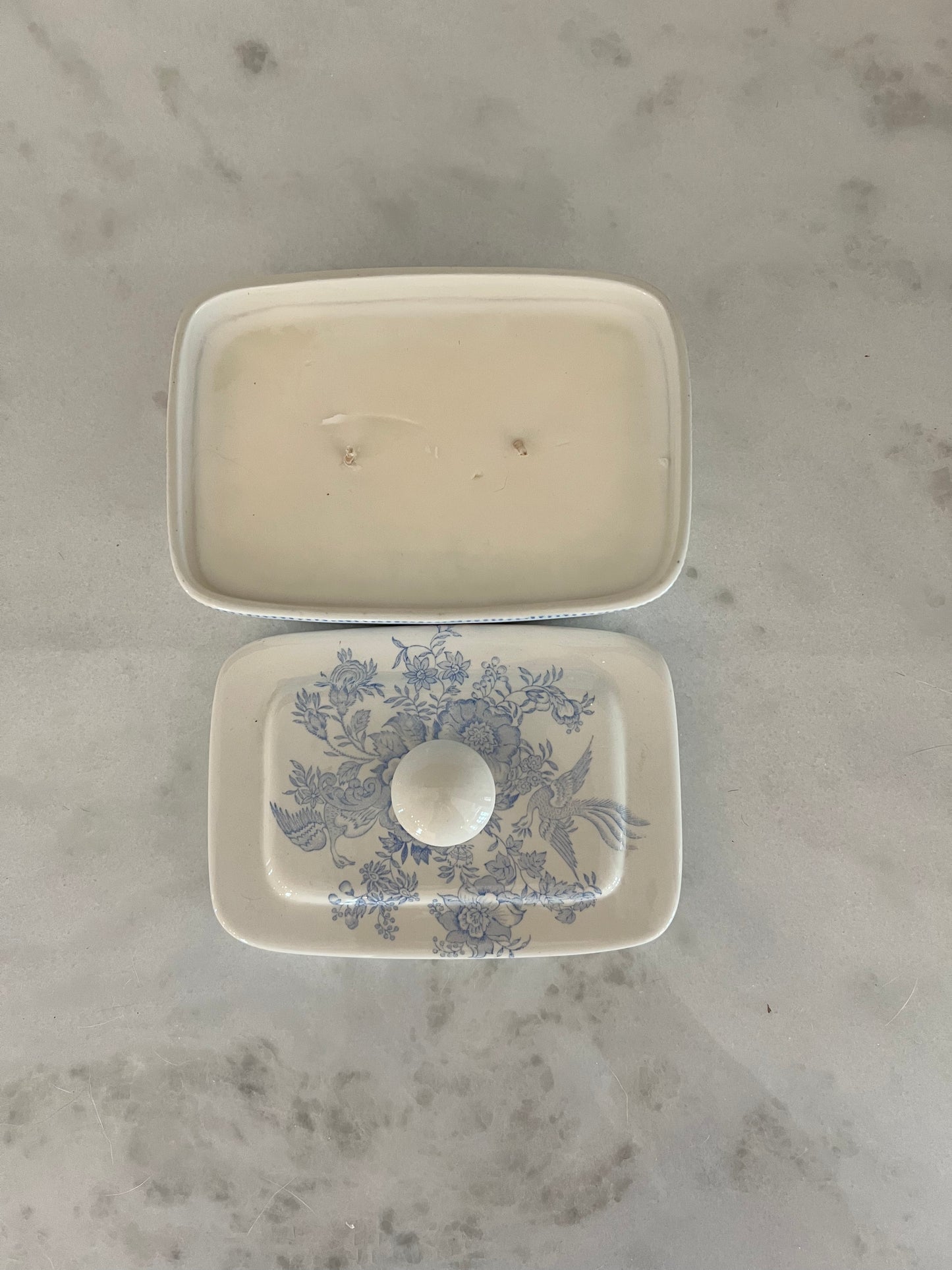 Vintage Blue/White English Butter Dish Custom Candle