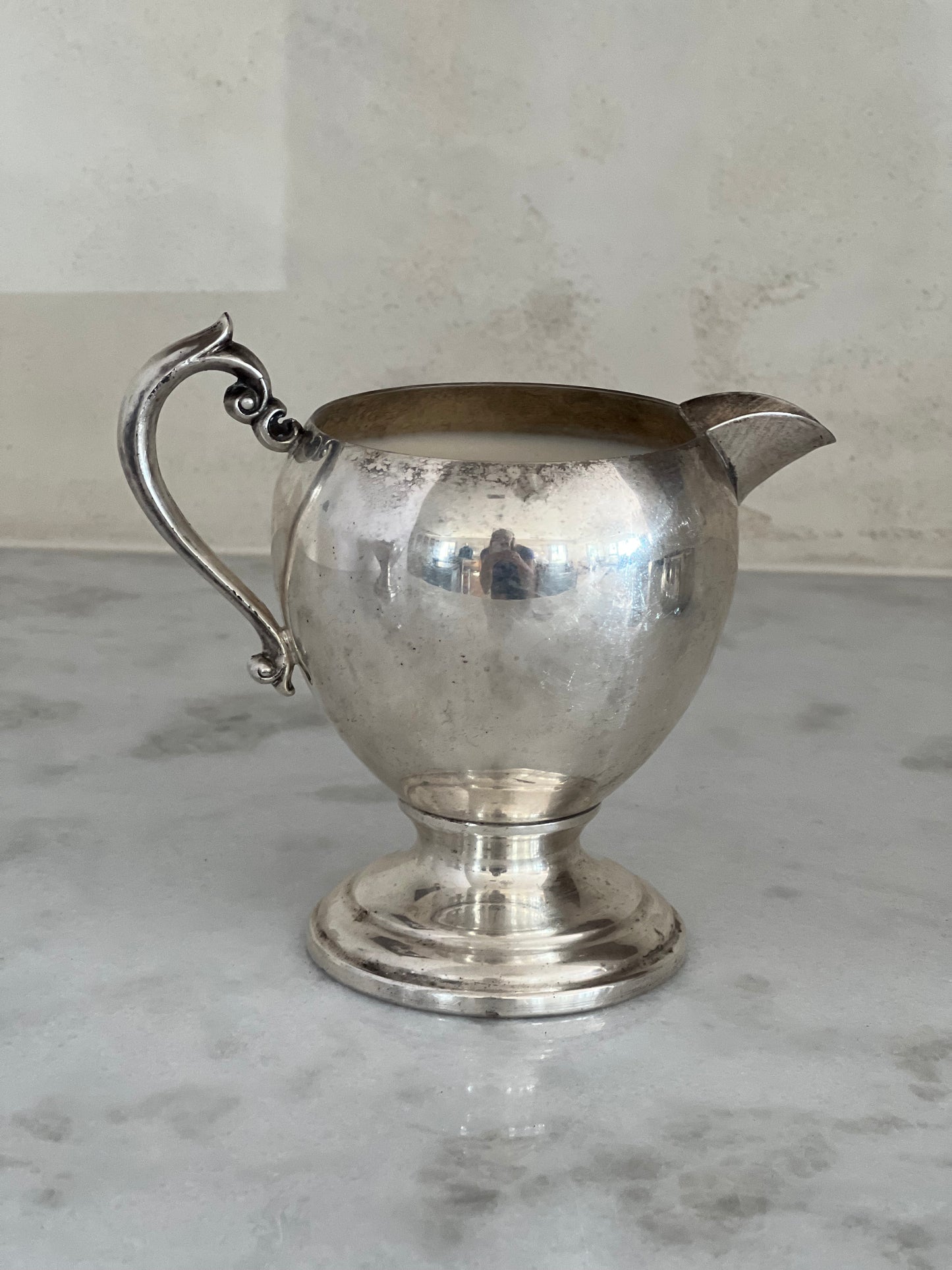 Vintage Silver Pedestal Creamer Custom Candle