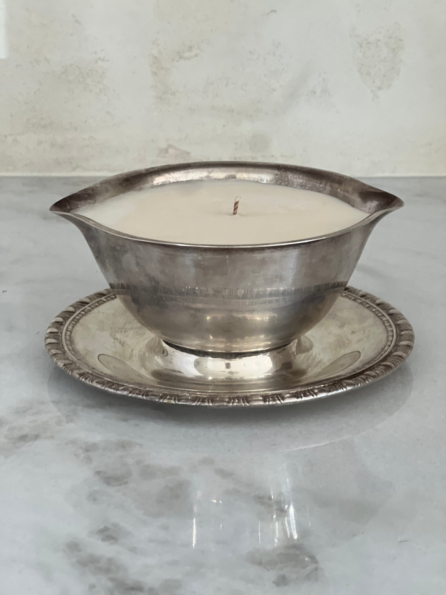 Vintage Small Silver Gravy Boat Custom Candle