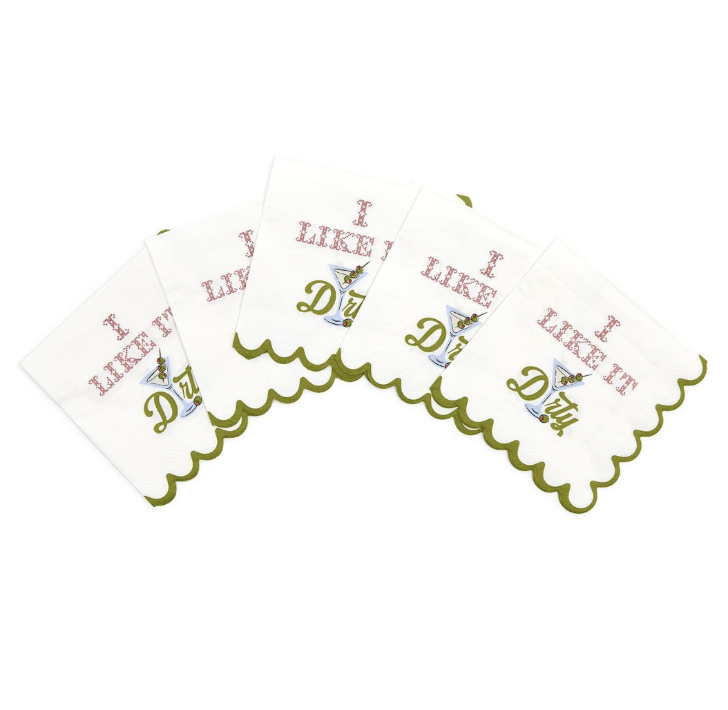 Martini and Olive I Like it Dirty 3-Ply Paper Cocktail Napkin Designed by Boyar NYC
