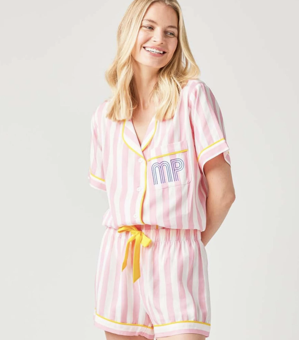 Retro Stripe Pajama Shorts Set