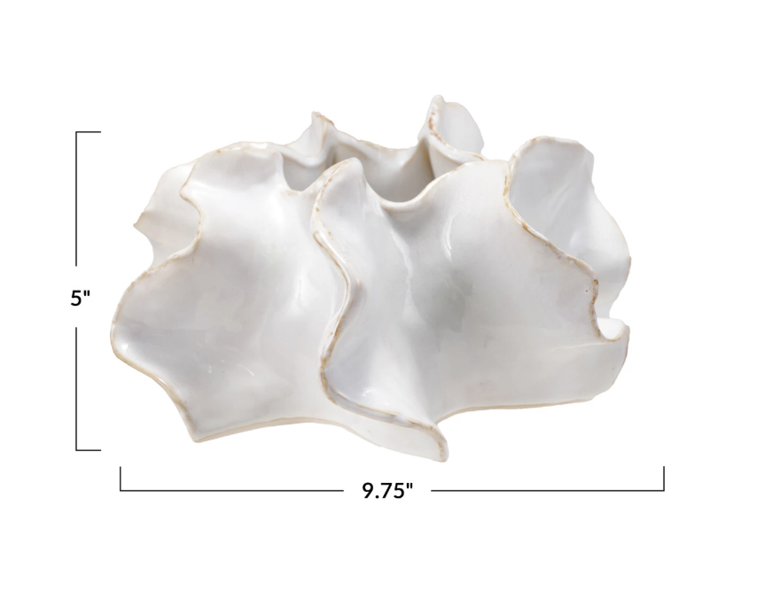 Stoneware Planter, Reactive Glaze, White