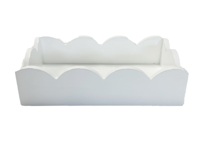 White Lacquer Scalloped Guest Towel Holder