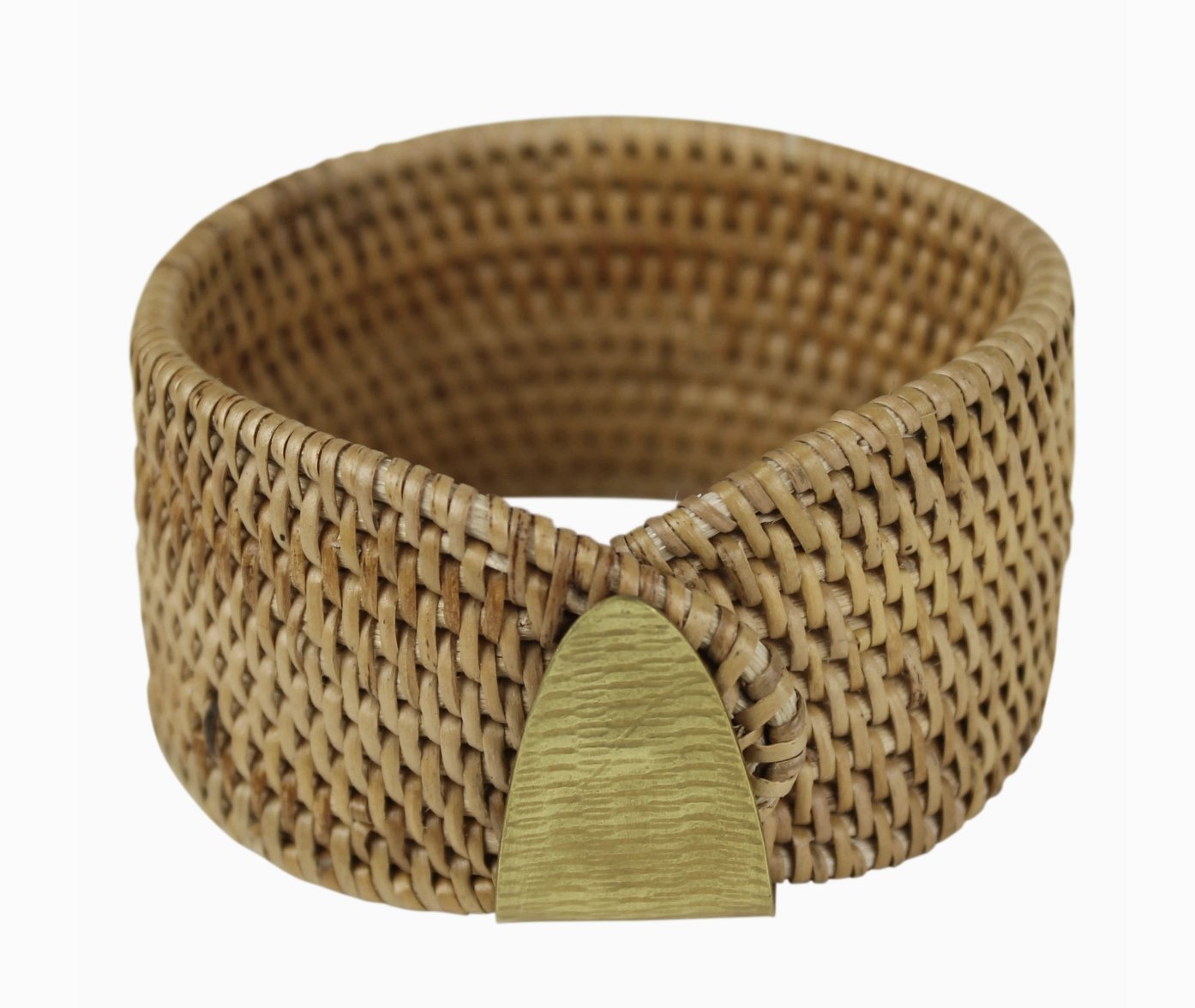 Biscayne Rattan Bangle (Cuff) with Brass Clasp