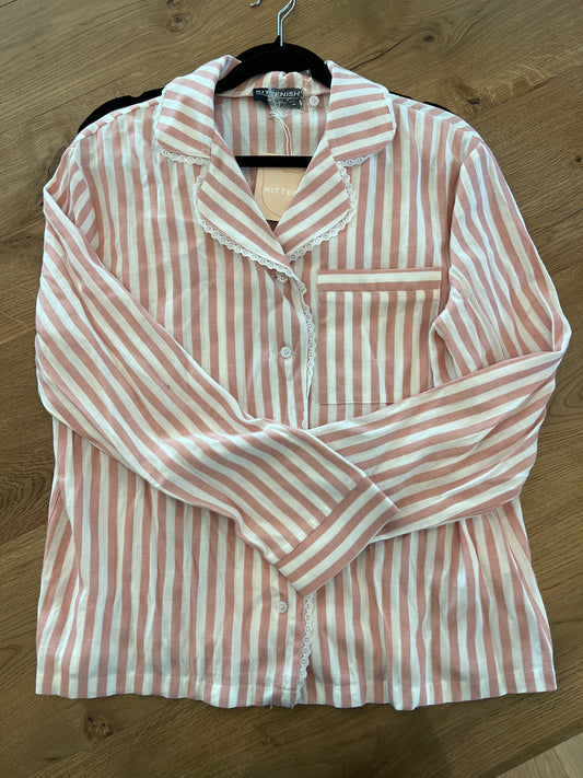 Pink and White shorts PJ Set