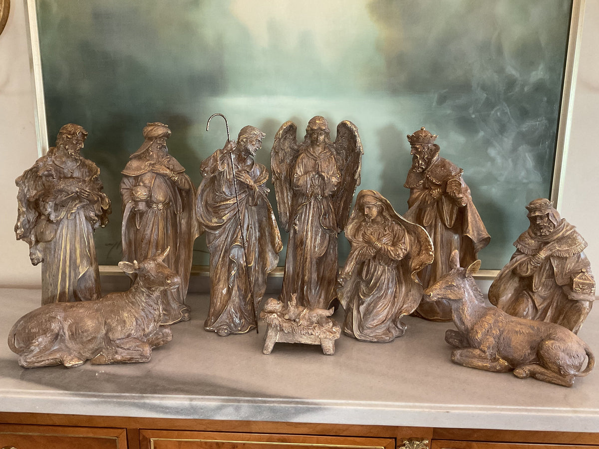 Bronze Resin Nativity Figurine Set