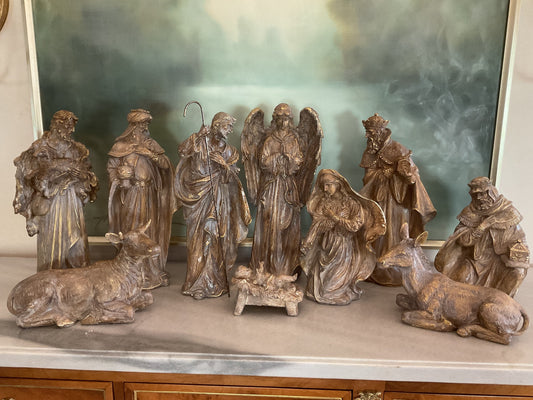 Bronze Resin Nativity Figurine Set