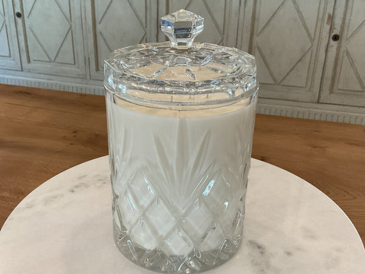 Vintage large crystal candle with lid