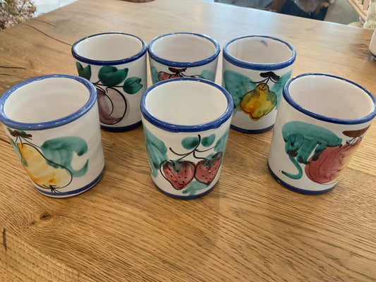 Hand painted cups from Italy - set of 6