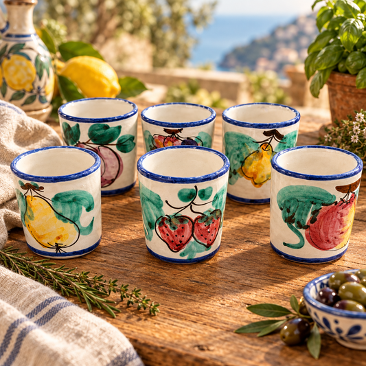 Hand painted cups from Italy - set of 6