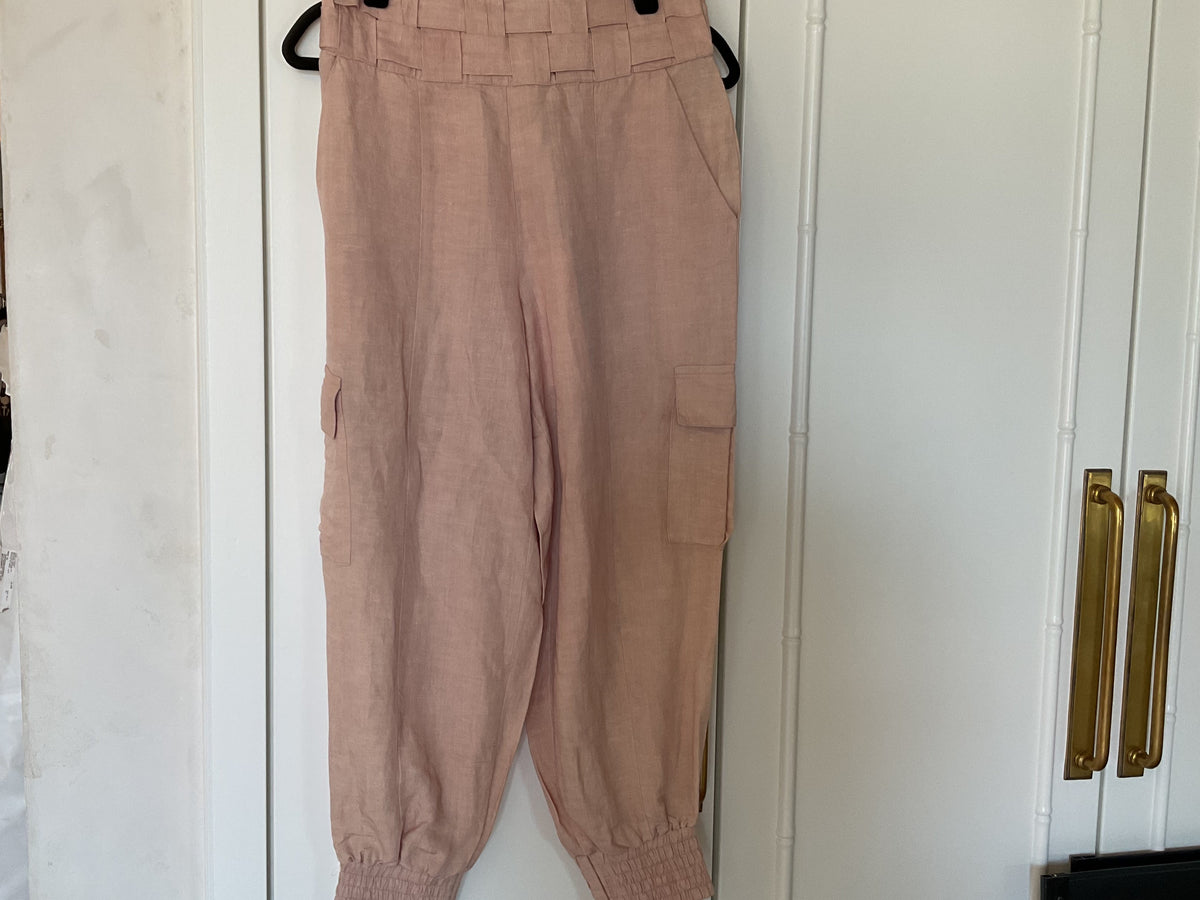 Light pink linen jogger pant