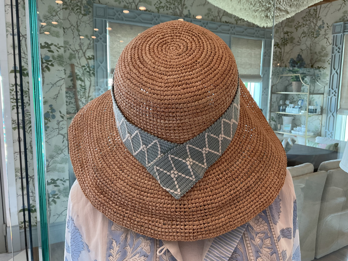 Straw Summer Hat with ribbon trim