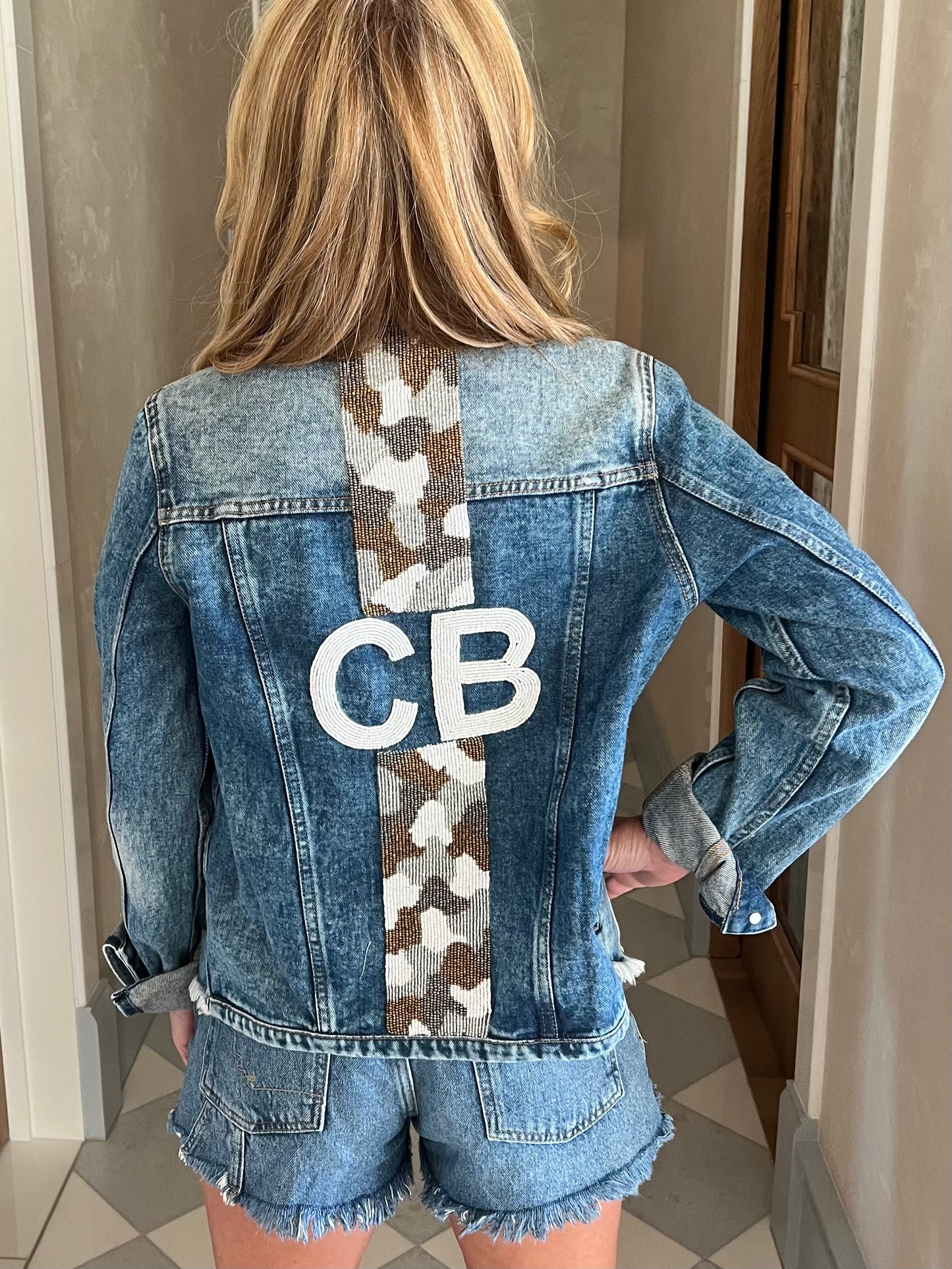 Denim Jacket: Camo Stripes