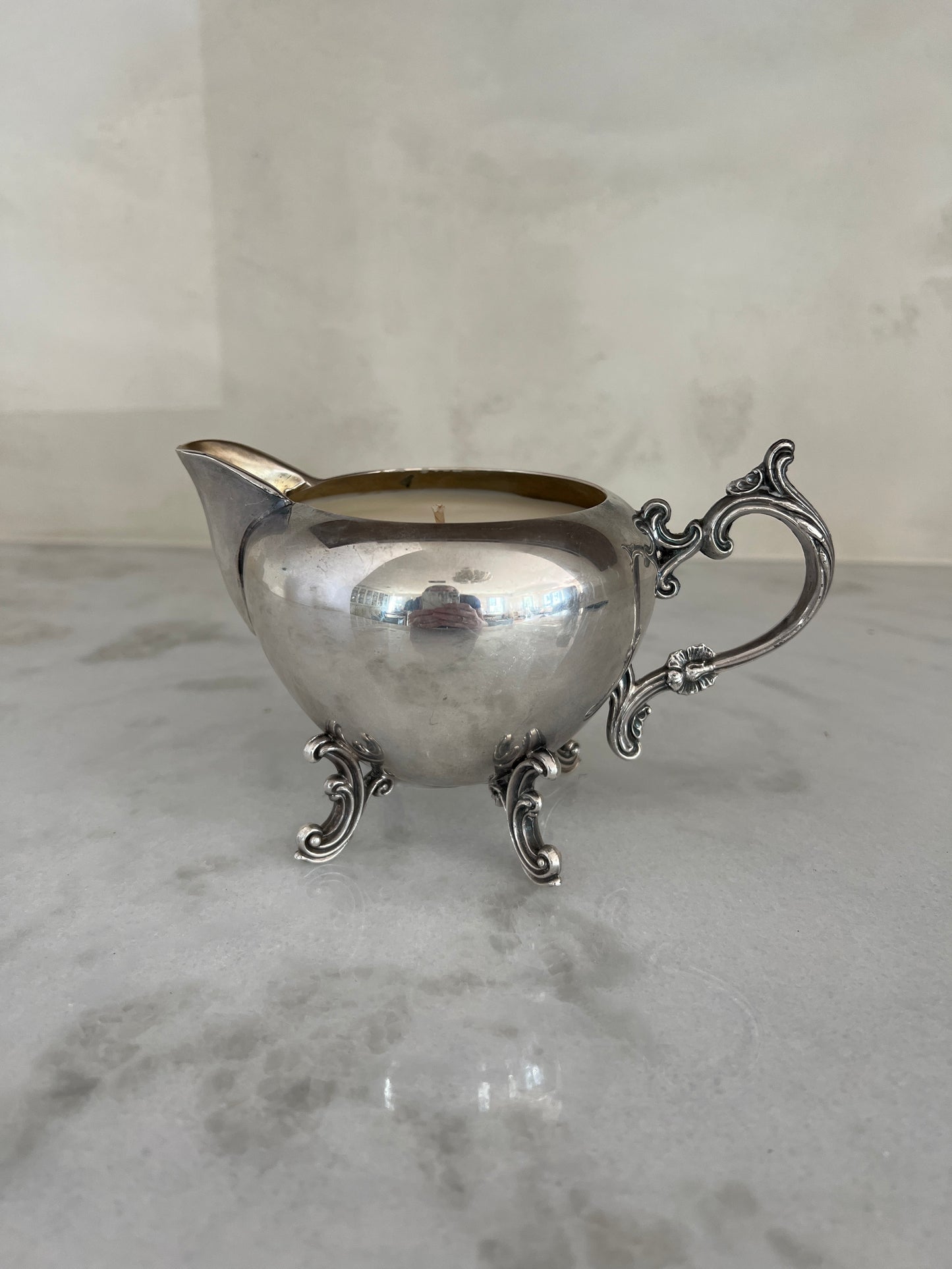Vintage Silver Footed Creamer Custom Candle