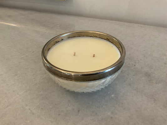 Silver ringed crystal candle