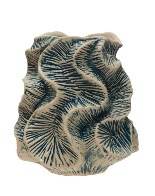Blue textured organic shape vase