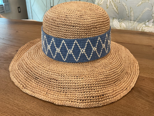 Straw Summer Hat with ribbon trim