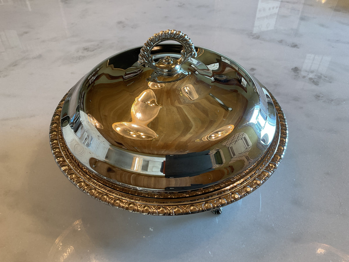 Antique large silver candle with lid