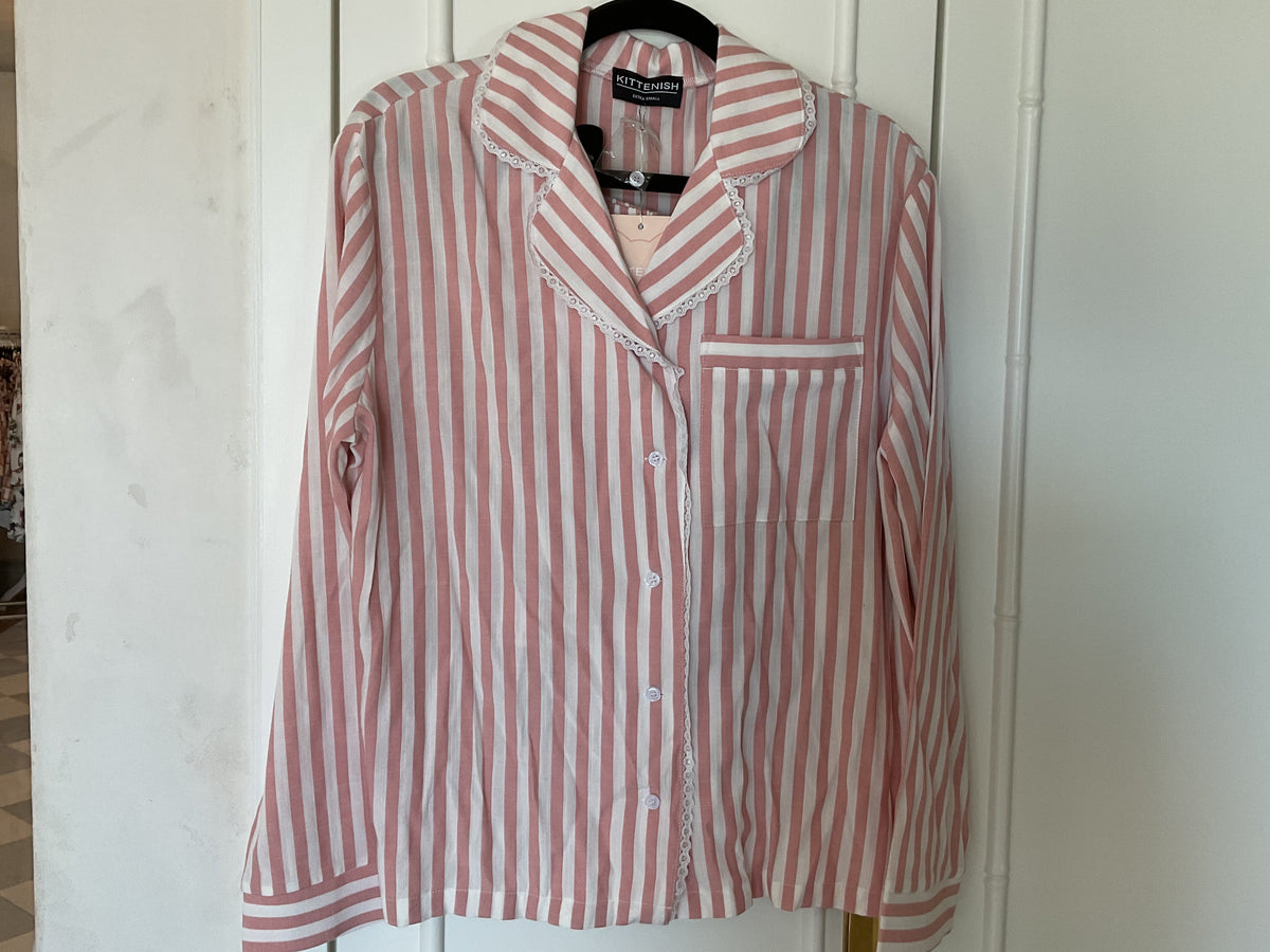 Kittenish pink & white pajamas
