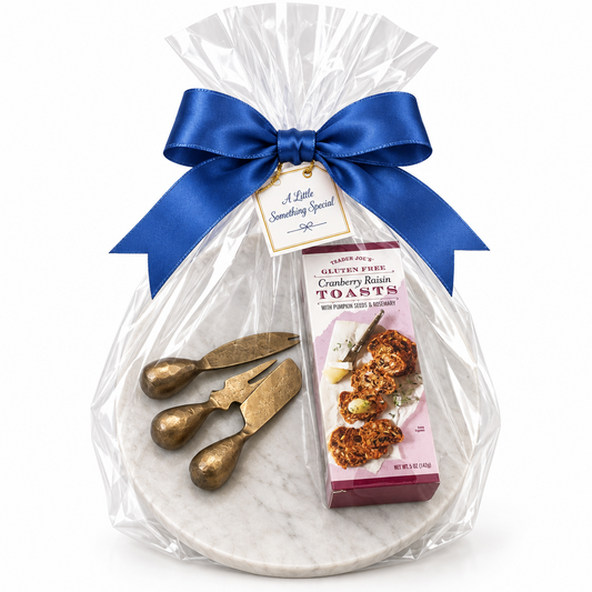 Marble cheese plate with knife set and crackers