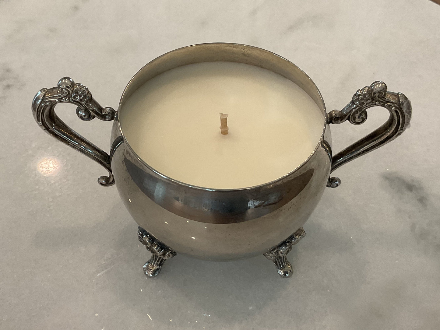 Vintage small silver candle