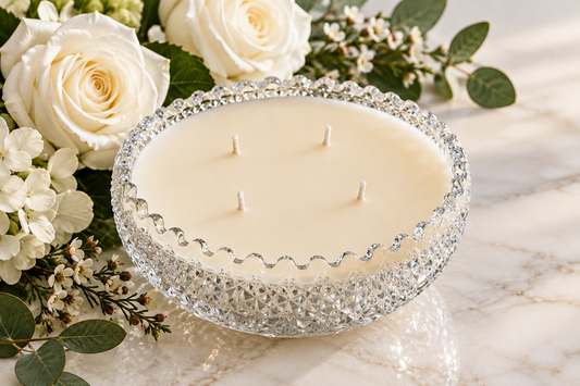 Antique Crystal with flowers candle
