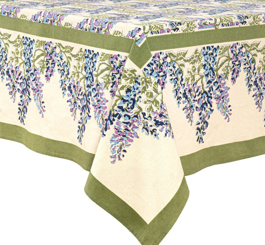 French Green & Blue Wisteria Table cloth