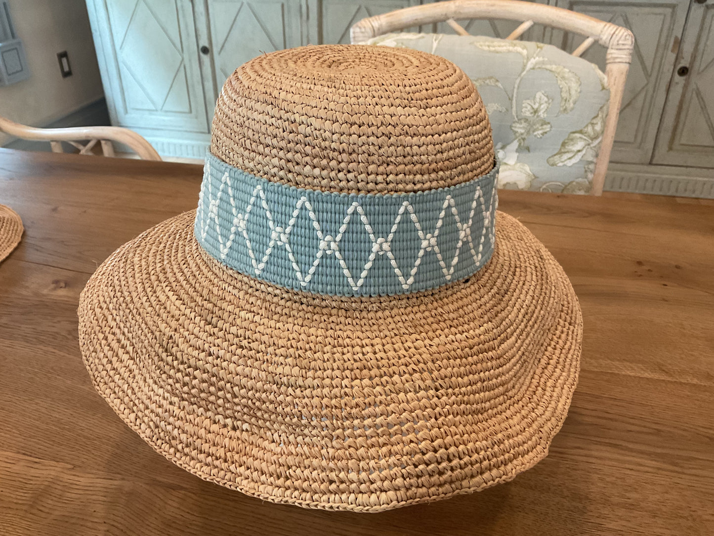 Straw Summer Hat with ribbon trim