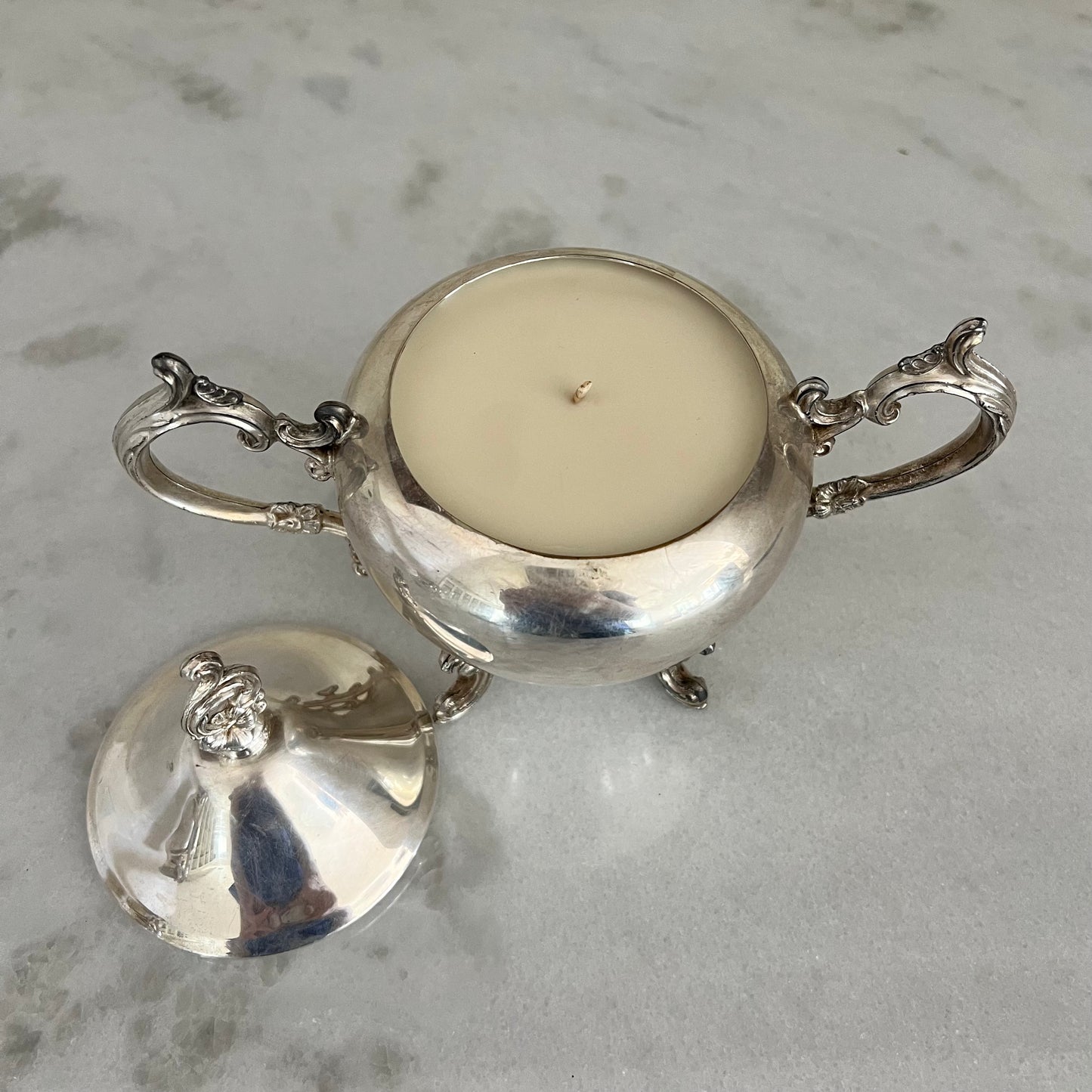 Vintage Silver Sugar Custom Candle