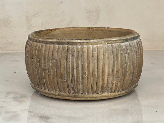 Faux Rattan Shallow Planter