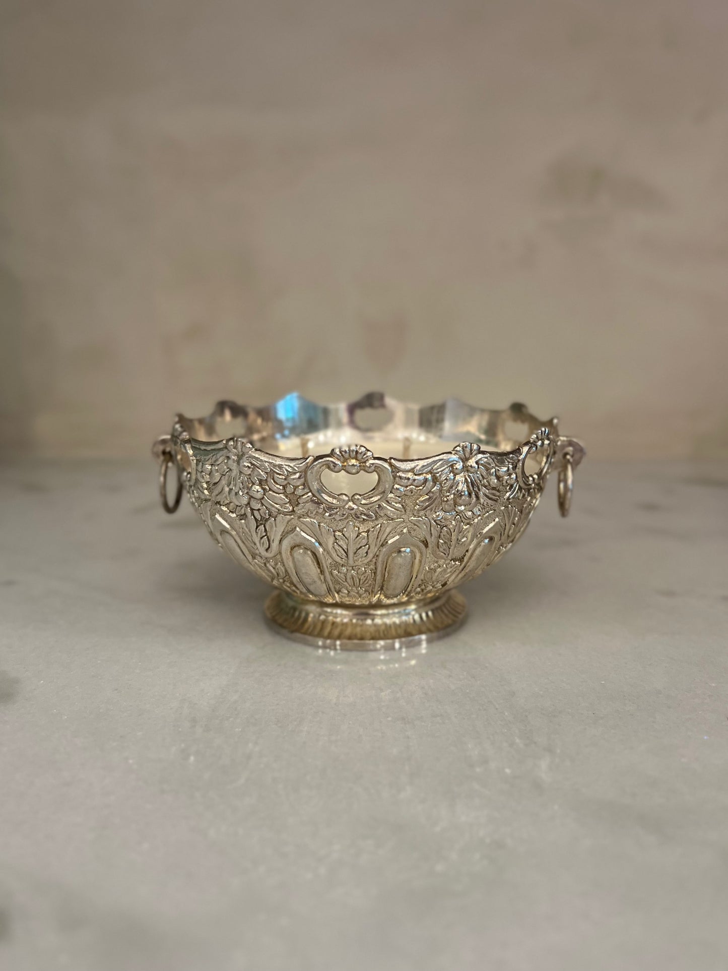 Vintage Silver Plated Bowl Candle  from Italy