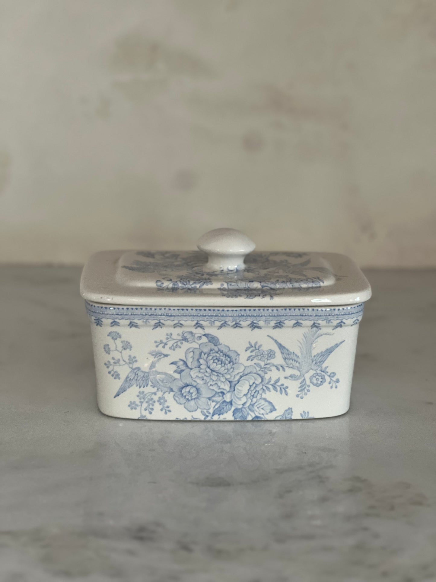 Vintage Blue/White English Butter Dish Custom Candle