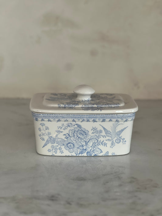 Vintage Blue/White English Butter Dish Custom Candle