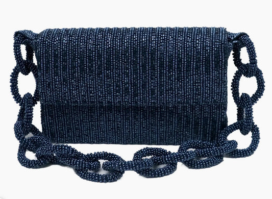 Night Out Navy Beaded Handbag