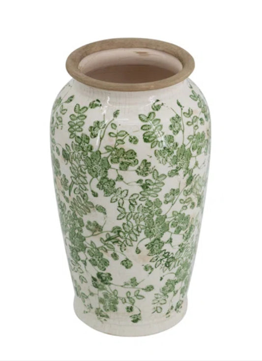Green and White Vase