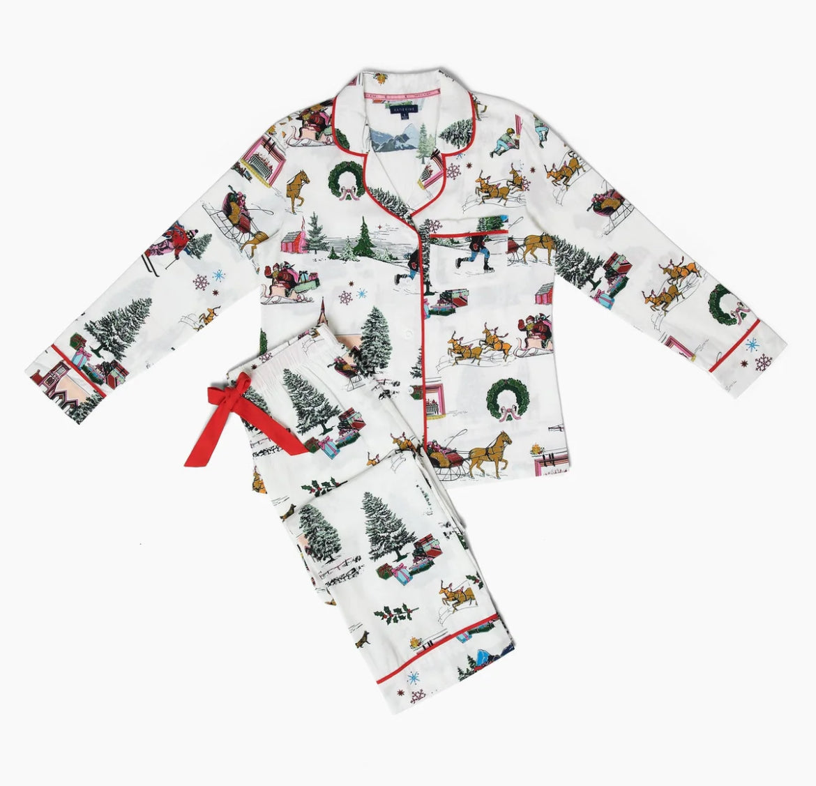 Holiday Toile Long Sleeve PJ Pant Set