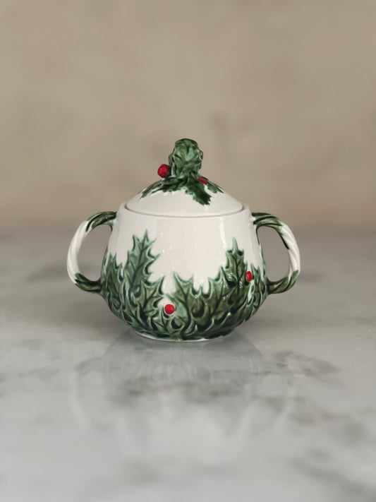 Vintage Double Handle Holly Candle