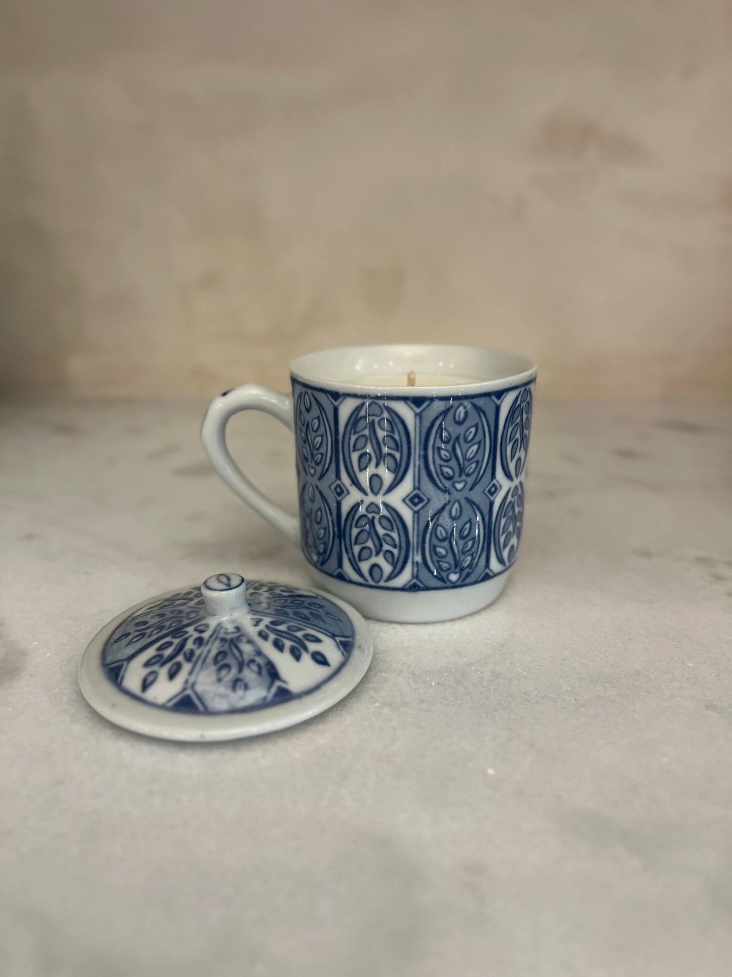 Vintage Blue & White Candle