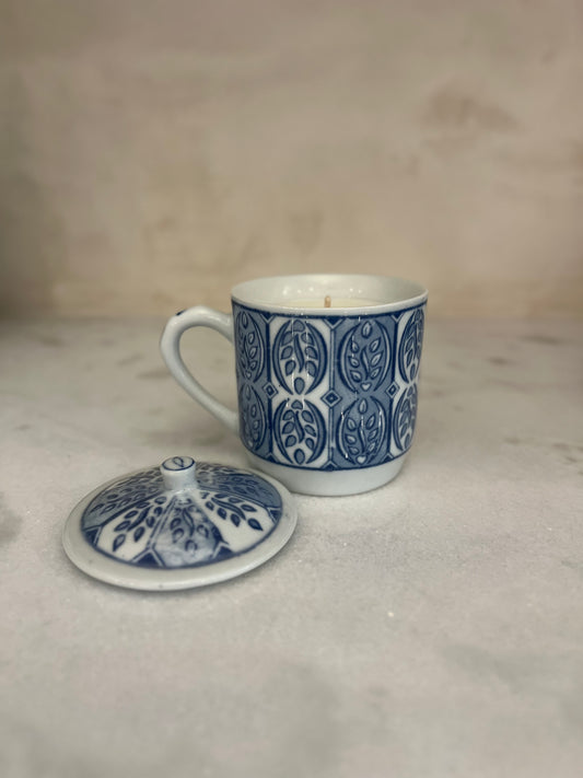 Vintage Blue & White Candle